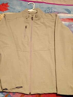 GRAHAM LUXE Full Zip Jacket Mock Neck Mens M Gray Golf Zip Pockets Lightweight